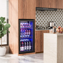 Cargar imagen en el visor de la galería, Beverage Refrigerator Cooler-120 Cans Freestanding Mini Fridge Cooler with Glass Door, Adjustable Shelves & Digital Temperature Display for Soda, Wine or Beer (Black, 3.2 Cu.Ft)