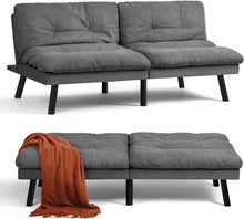 Load image into Gallery viewer, Futon Sofa Bed, Sleeper Sofa Bed Couch Loveseat Futon Bed with Breathable Fabric, Convertible Modern Futon Adjustable Lounge Couch Futon Sets for Living Room Apartment Office (Dark Gray)