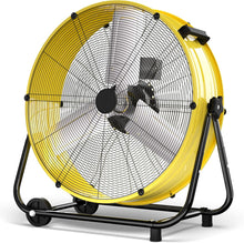 Load image into Gallery viewer, Uthfy 24 Inch Heavy Duty Industrial Drum Fan, 320W High Velocity Floor Fan with 3 Speeds, 360° Tilt Metal Garage Fan for Warehouse, Commercial, Workshop, Factory and Basement