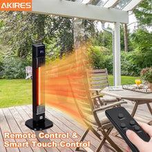 Cargar imagen en el visor de la galería, Outdoor Electric Patio Heater,Infrared Outside Porch Heater with Remote,24H Timer,1s Fast Heating,IP44 Waterproof,34IN Quiet Tower Radiant Space Heater for Garage,Deck,Balcony,Office,Indoor Use