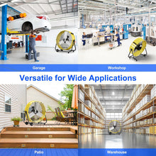 Load image into Gallery viewer, Uthfy 24 Inch Heavy Duty Industrial Drum Fan, 320W High Velocity Floor Fan with 3 Speeds, 360° Tilt Metal Garage Fan for Warehouse, Commercial, Workshop, Factory and Basement