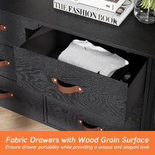 Cargar imagen en el visor de la galería, WAMPAT Black Dresser TV Stand, Wood Entertainment Center with 6 Fabric Drawers, TV Console Table for TVs up to 45 Inch, Chest of Drawers for Living Room, Bedroom, Hallway