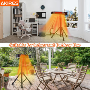 Patio Heater,Electric Heater for Outdoor Indoor Use,1500W Outside Infrared Porch Heater with Remote,24H Timer,IP44 Waterproof,Wall Mounted/Ceiling/Tripod for Garage,Basement,Balcony,Deck