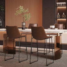 Cargar imagen en el visor de la galería, Bar Stools 29 Inches Bar Height Stools Set of 2, Dining Chairs, PU Leather Bar Chairs with Back, Modern Industrial Armless Stools for Kitchen Island, Bar, Pub (Dark Brown)