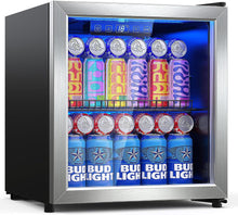 Cargar imagen en el visor de la galería, Beverage Refrigerator Cooler-Mini Fridge Freestanding Cooler with Glass Door, Adjustable Shelves & Digital Temperature Display for Soda, Wine or Beer (Silver, 1.77 Cu.Ft)