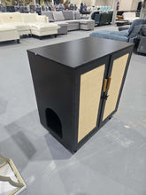 Cargar imagen en el visor de la galería, New Large Cat Litter Box Enclosure,Hidden Kitty Litter Furniture with Sisal Covered Doors,2-Layer Wooden Cat Washroom Cabinet w/Adjustable Shelf, Side Table for Living Room,Black