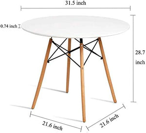 Dining Table Round Coffee Table Modern Tea Kitchen Wooden Table Table Bar Table MDF Top with Natural Beech Wood Legs