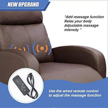 Cargar imagen en el visor de la galería, Recliner Chair with Massage Home Theater Seating PU Leather Modern Living Room Chair Padded Cushion Reclining Sofa (Brown)