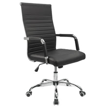Load image into Gallery viewer, Ribbed Office Desk Chair Mid-Back PU Leather Executive Conference Task Chair Adjustable Swivel Chair with Arms (White or Black)