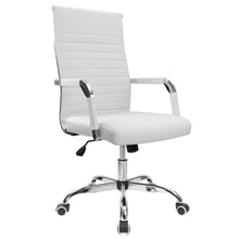 Load image into Gallery viewer, Ribbed Office Desk Chair Mid-Back PU Leather Executive Conference Task Chair Adjustable Swivel Chair with Arms (White or Black)