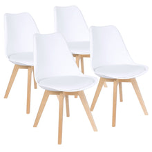 Cargar imagen en el visor de la galería, Mid Century Modern Dining Chair Upholstered Side Chair with Beech Wood Legs and Soft Padded Shell Tulip Chair for Dining Room Living Room Bedroom Kitchen Set of 4 (Black or White)