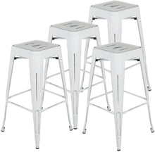 Load image into Gallery viewer, Metal Bar Stool 30&quot;  Indoor/Outdoor Barstool Modern Industrial Backless Light Weight Bar Stools with Square Seat Set of 4
