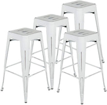 Cargar imagen en el visor de la galería, Metal Bar Stool 30" Indoor/Outdoor Barstool Modern Industrial Backless Light Weight Bar Stools with Square Seat Set of 4