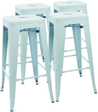 Cargar imagen en el visor de la galería, Metal Bar Stool 30" Indoor/Outdoor Barstool Modern Industrial Backless Light Weight Bar Stools with Square Seat Set of 4