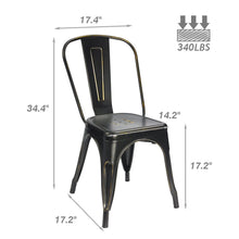 Load image into Gallery viewer, Metal Indoor-Outdoor Restaurant Chairs Kitchen Dining Chairs Stackable Side Chairs with Back Set of 4
