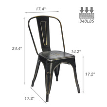 Cargar imagen en el visor de la galería, Metal Indoor-Outdoor Restaurant Chairs Kitchen Dining Chairs Stackable Side Chairs with Back Set of 4
