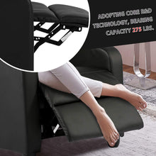 Cargar imagen en el visor de la galería, Recliner Chair with Massage Home Theater Seating PU Leather Modern Living Room Chair Padded Cushion Reclining Sofa (Black)