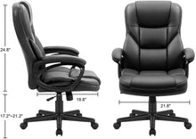 Cargar imagen en el visor de la galería, Office Exectuive Chair High Back Adjustable Managerial Home Desk Chair,Swivel Computer PU Leather Chair with Lumbar Support (Black)