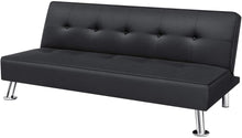 Load image into Gallery viewer, Futon Sofa Bed Sleeper Daybed Modern Convertible Lounge Sofa with Chrome Legs (Black)
