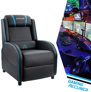 Gaming Recliner Chair Single Living Room Sofa Recliner PU Leather Recliner Seat Home Theater Seating (Blue)