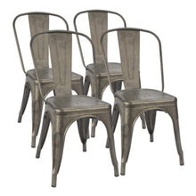 Cargar imagen en el visor de la galería, Metal Indoor-Outdoor Restaurant Chairs Kitchen Dining Chairs Stackable Side Chairs with Back Set of 4