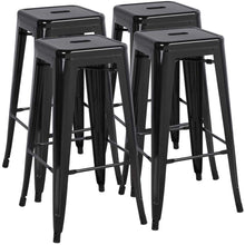 Cargar imagen en el visor de la galería, Metal Bar Stool 30" Indoor/Outdoor Barstool Modern Industrial Backless Light Weight Bar Stools with Square Seat Set of 4