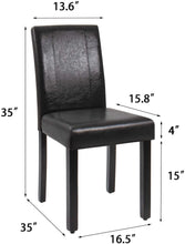 Cargar imagen en el visor de la galería, Dining Chair PU Leather Living Room Chairs Modern Kitchen Armless Side Chair with Solid Wood Legs Set of 4(Black)