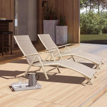 Load image into Gallery viewer, Patio Outdoor Chaise Lounge Chairs Beach Pool Side Folding Recliner Adjustable Lounge Chair Set of 2 (Beige)