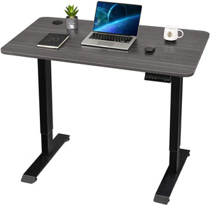 Furmax Electric Standing Desk Height Adjustable Desk Sit Stand Home Office Desk Ergonomic Computer Workstation with Preset Height Memory Controller Solid Wood Table Top (Gray)