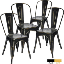 Cargar imagen en el visor de la galería, Metal Indoor-Outdoor Restaurant Chairs Kitchen Dining Chairs Stackable Side Chairs with Back Set of 4