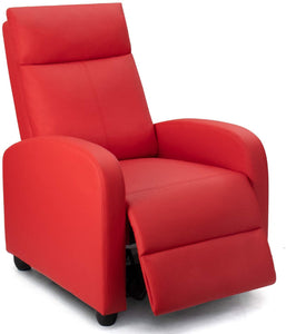 Recliner Chair Padded Seat PU Leather for Living Room Single Sofa Recliner Modern Recliner Seat Club Chair Home Theater Seating (Red)