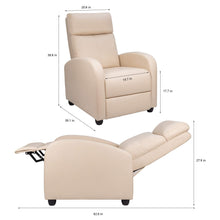 Load image into Gallery viewer, Single Recliner Chair Padded Seat PU Leather Living Room Sofa Recliner Modern Recliner Seat Club Chair Home Theater Seating (Beige)