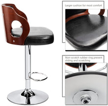 Cargar imagen en el visor de la galería, Brand New Bar Stools Walnut Bentwood Adjustable Height Leather Modern Barstools with Back Vinyl Seat Extremely Comfy Bar Stool 1 Piece (Black)