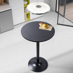 Bistro Pub Table Round Bar Height Cocktail Table Metal Base MDF Top Obsidian Table with Black Leg 23.8-Inch Top, 39.5-Inch Height (Black)