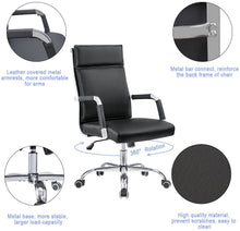 Load image into Gallery viewer, Office Desk Chair Mid-Back Computer Chair Leather Executive Adjustable Swivel Task Chair Conference Chair with Armrests (Black)
