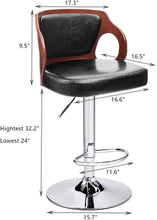 Cargar imagen en el visor de la galería, Brand New Bar Stools Walnut Bentwood Adjustable Height Leather Modern Barstools with Back Vinyl Seat Extremely Comfy Bar Stool 1 Piece (Black)