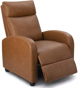 Single Recliner Chair Padded Seat PU Leather for Living Room Single Sofa Recliner Modern Recliner Seat Club Chair Home Theater Seating (Khaki)