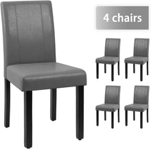 Cargar imagen en el visor de la galería, Dining Chair PU Leather Living Room Chairs Modern Kitchen Armless Side Chair with Solid Wood Legs Set of 4(Grey)