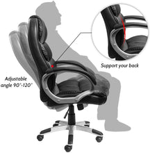 Load image into Gallery viewer, Office Chair High Back Office Chair Adjustable Ergonomic Desk Chair with Padded Armrests,Executive PU Leather Swivel Task Chair with Lumbar Support (Black)