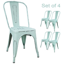 Cargar imagen en el visor de la galería, Metal Indoor-Outdoor Restaurant Chairs Kitchen Dining Chairs Stackable Side Chairs with Back Set of 4