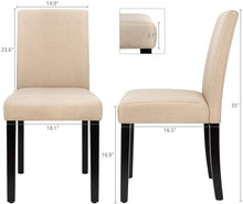 Cargar imagen en el visor de la galería, Dining Chairs Urban Style Fabric Parson Chairs Kitchen Livng Room Armless Side Chair with Solid Wood Legs Set of 4 (Beige)
