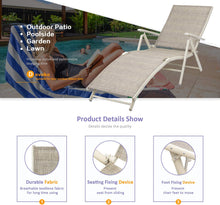 Load image into Gallery viewer, Patio Outdoor Chaise Lounge Chairs Beach Pool Side Folding Recliner Adjustable Lounge Chair Set of 2 (Beige)