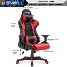Load image into Gallery viewer, Gaming Chair Office Chair High Back Computer Chair PU Leather Desk Chair PC Racing Executive Ergonomic Adjustable Swivel Task Chair with Headrest and Lumbar Support (Red)

