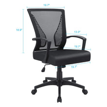 Load image into Gallery viewer, Office Mid Back Swivel Lumbar Support Desk, Computer Ergonomic Mesh Chair with Armrest (Black)