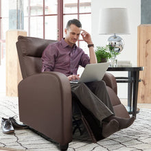Cargar imagen en el visor de la galería, Recliner Chair with Massage Home Theater Seating PU Leather Modern Living Room Chair Padded Cushion Reclining Sofa (Brown)