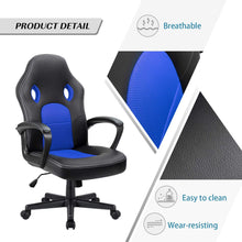 Cargar imagen en el visor de la galería, Office Chair Desk Leather Gaming Chair, High Back Ergonomic Adjustable Racing Chair,Task Swivel Executive Computer Chair Headrest and Lumbar Support (Blue)