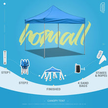 Cargar imagen en el visor de la galería, Outdoor Canopy Tent Ez Pop Up Canopy 10x10 Instant Tent for Parties Removable Canopy with Roller Bag, Bonus 4 Weight Bags(Blue)