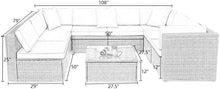 Cargar imagen en el visor de la galería, Brand New 9 Pieces Outdoor Patio Sectional Sofa All-Weather Patio Furniture Sets Manual Weaving Wicker Rattan Patio Conversation Set with Cushions and Glass Table