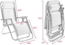 Cargar imagen en el visor de la galería, Zero Gravity Chair Patio Folding Lawn Lounge Chairs Outdoor Lounge Gravity Chair Camp Reclining Lounge Chair with Pillows for Poolside Backyard and Beach Set of 2 (Black)