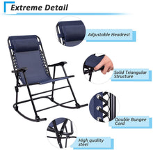Cargar imagen en el visor de la galería, Patio Rocking Zero Gravity Chair Outdoor Wide Recliner Portable Lounge Chair Folding with Headrest for Camping Fishing Beach Poolside(Blue)